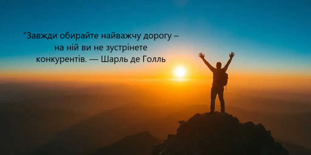 Завжди обирайте найважчу дорогу - на ній ви не зустрінете конкурентів. - Шарль де Голль