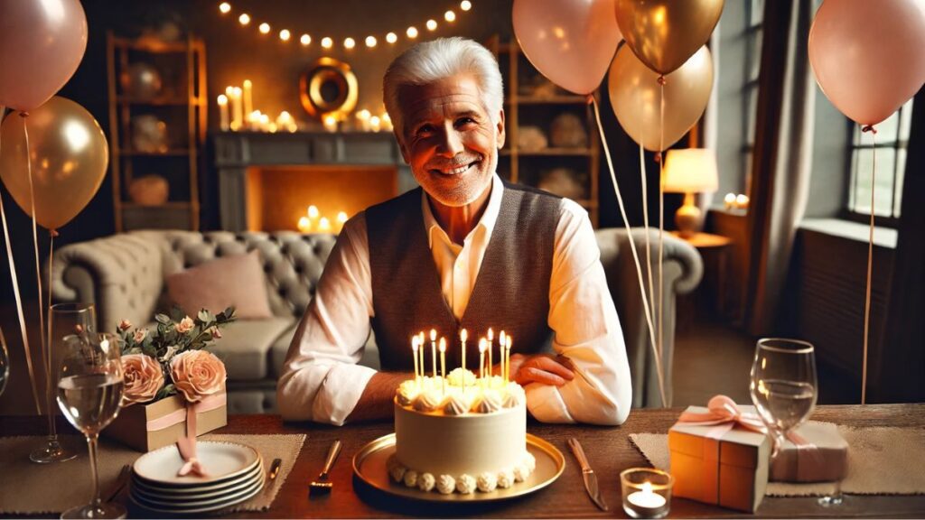 Картинка для привітання чоловіка поважного віку з днем народження