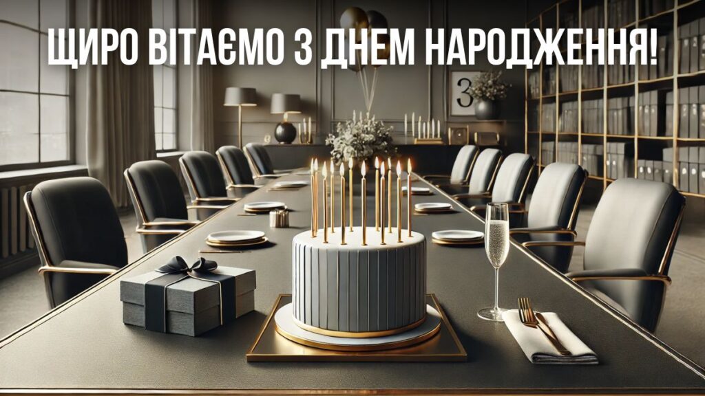 Щиро вітаємо з днем народження - картинка в діловому стилі