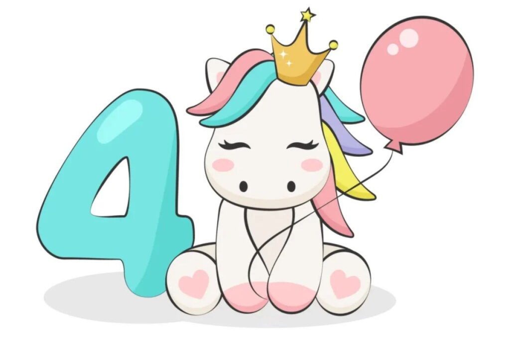 Картинка для привітання з 4 роками онучки з єдинорогом