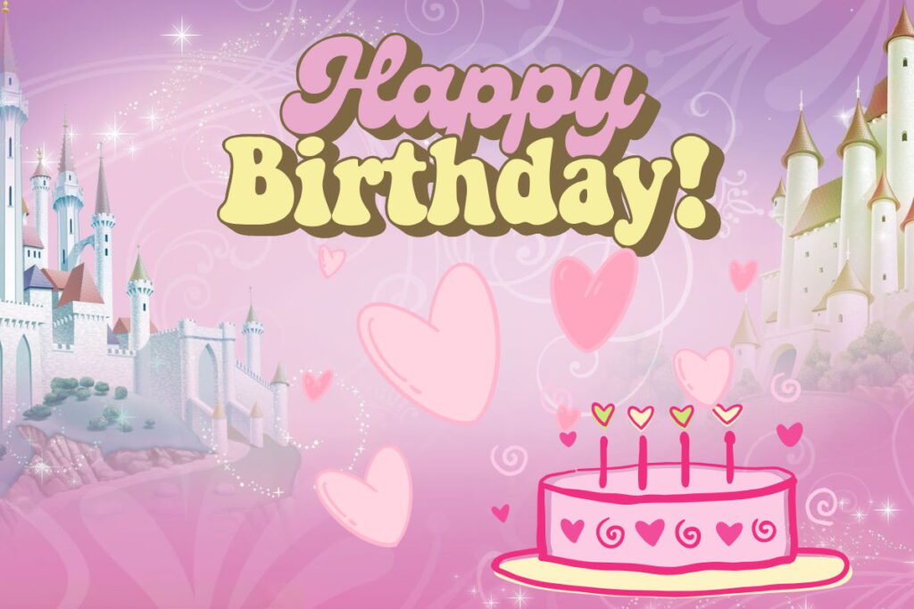 Красива рожева картинка для привітання онучки з днем народження
