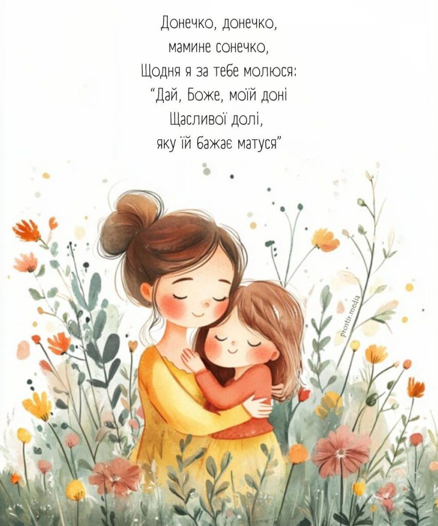 Картинка для привітання донечки з її днем з віршем