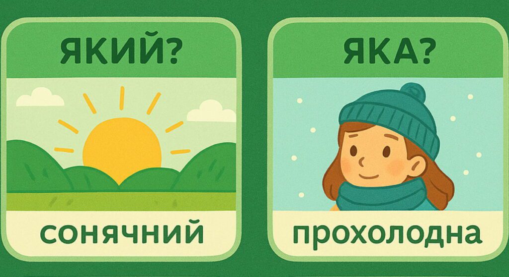 Приклади прикметників який яка