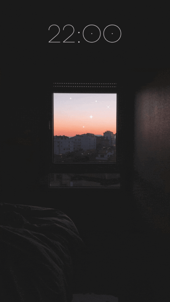 Вид з вікна на захід сонця, час 22:00