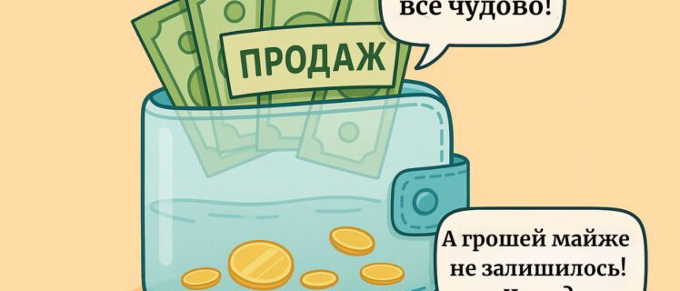 Візуалізація парадоксу бізнесу: повний гаманець з продажами, але питання про відсутність прибутку
