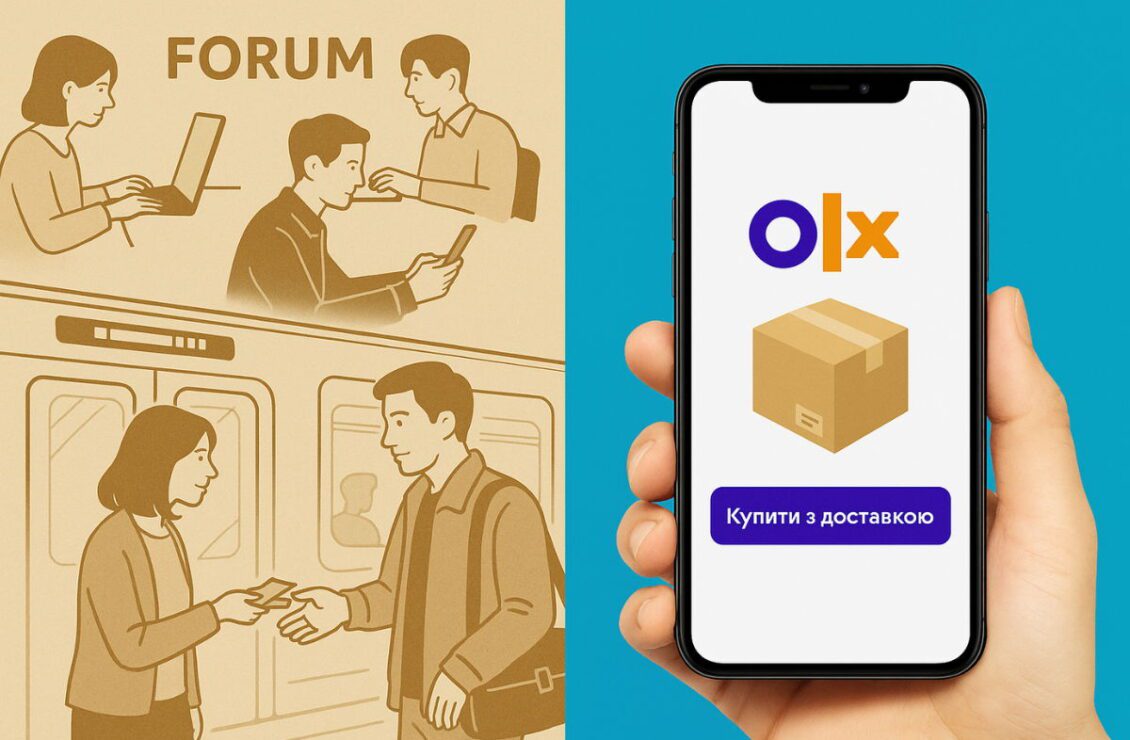 Зображення переходу від традиційного спілкування до OLX доставки