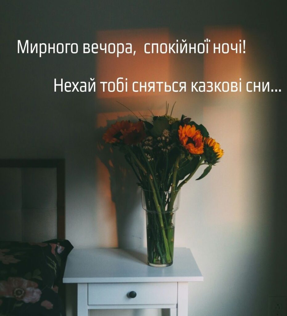 Побажання мирного вечора і спокійної ночі у картинці
