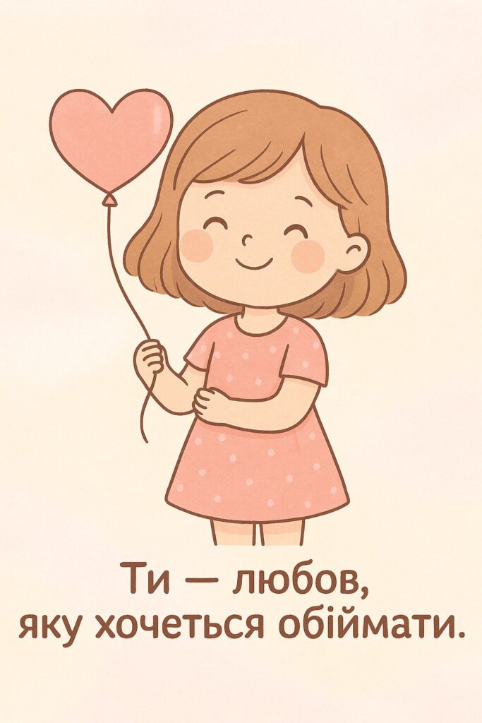 Дівчинка з рожевим кульком-сердечком