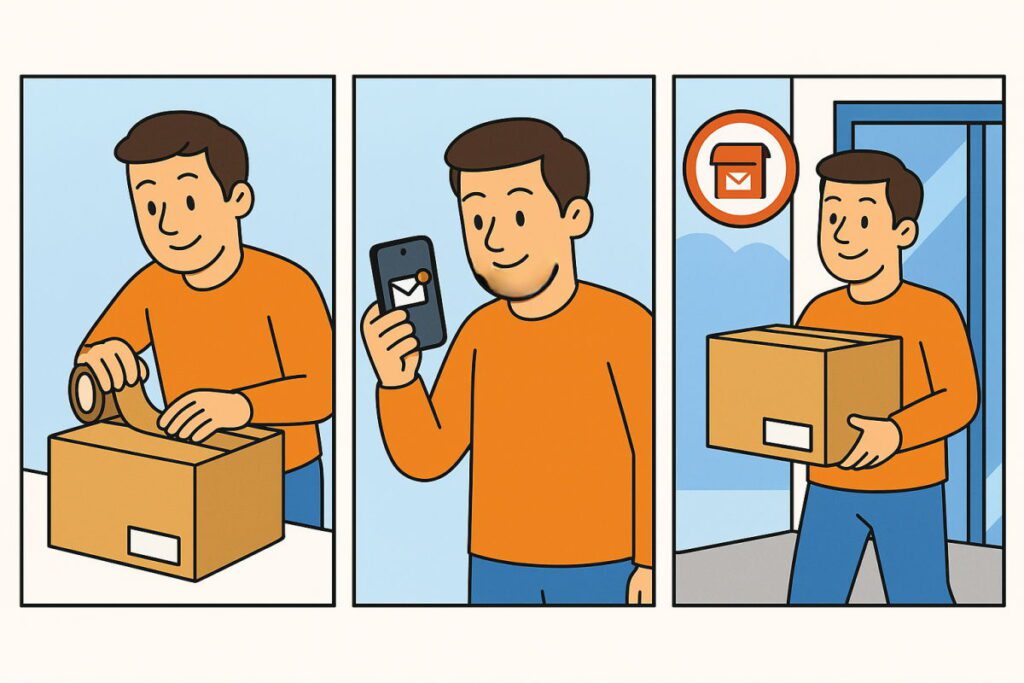 Ілюстрація як працює сервіс OLX доставки для продавця