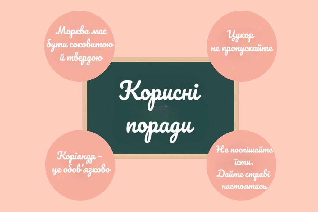 Інфографіка корисних порад по приготуванню моркви по-корейськи