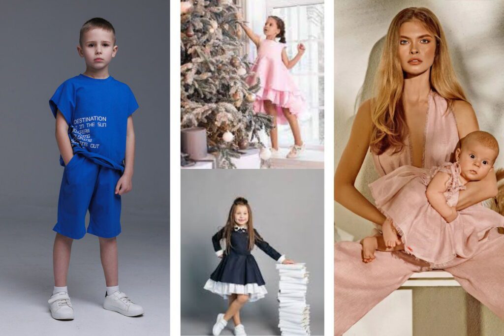 Різні діти одягненні в одяг від українських виробників