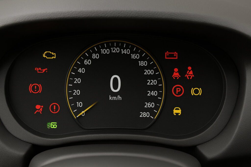 Приборна панель автомобіля з можливими помилками для водія