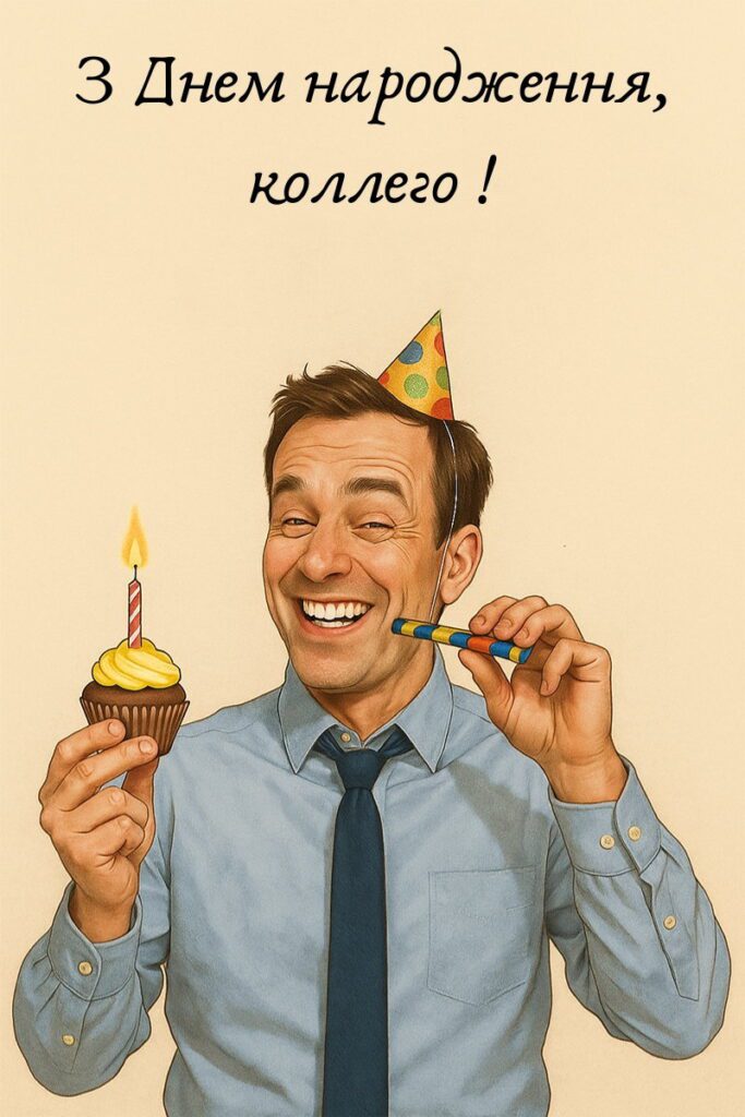 Професійна листівка з реалістичним портретом святкуючого чоловіка