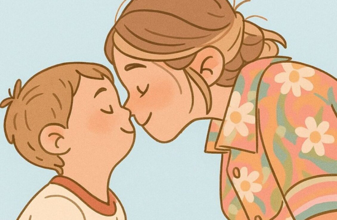 Ілюстрація як мама вітає свого улюбленого сина з днем народження