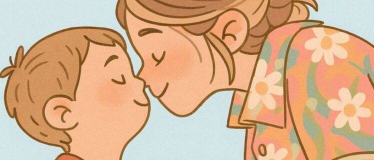 Ілюстрація як мама вітає свого улюбленого сина з днем народження