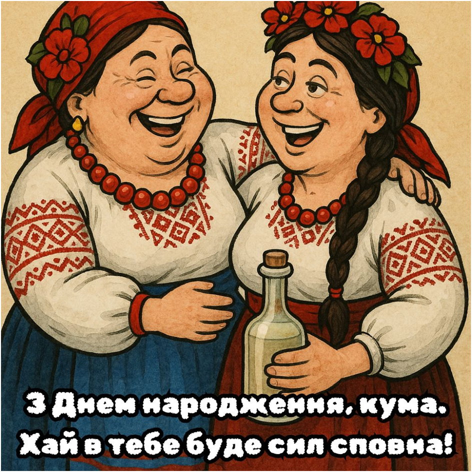 Карикатурні постаті з алкоголем та жартівливим привітанням