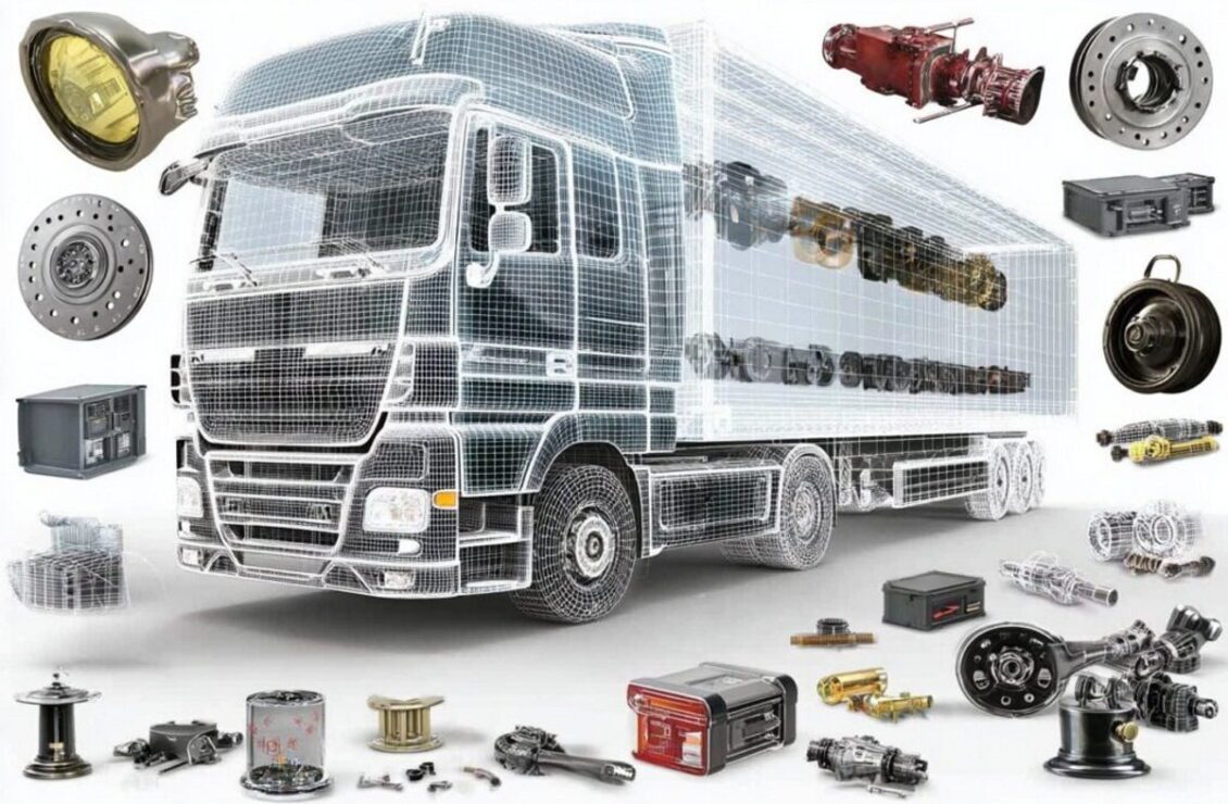 Вигляд різних запчастин для вантажівки