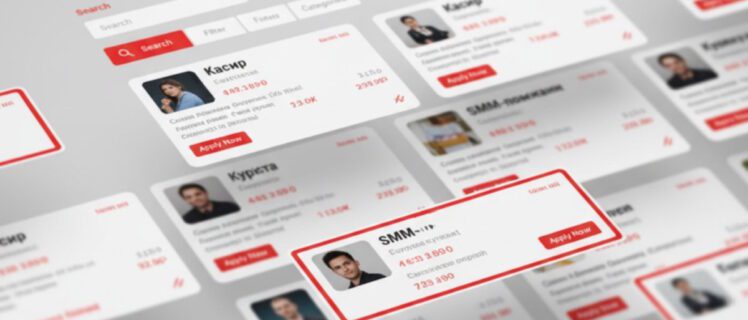 Інтерфейс платформи пошуку роботи для студентів з картками вакансій