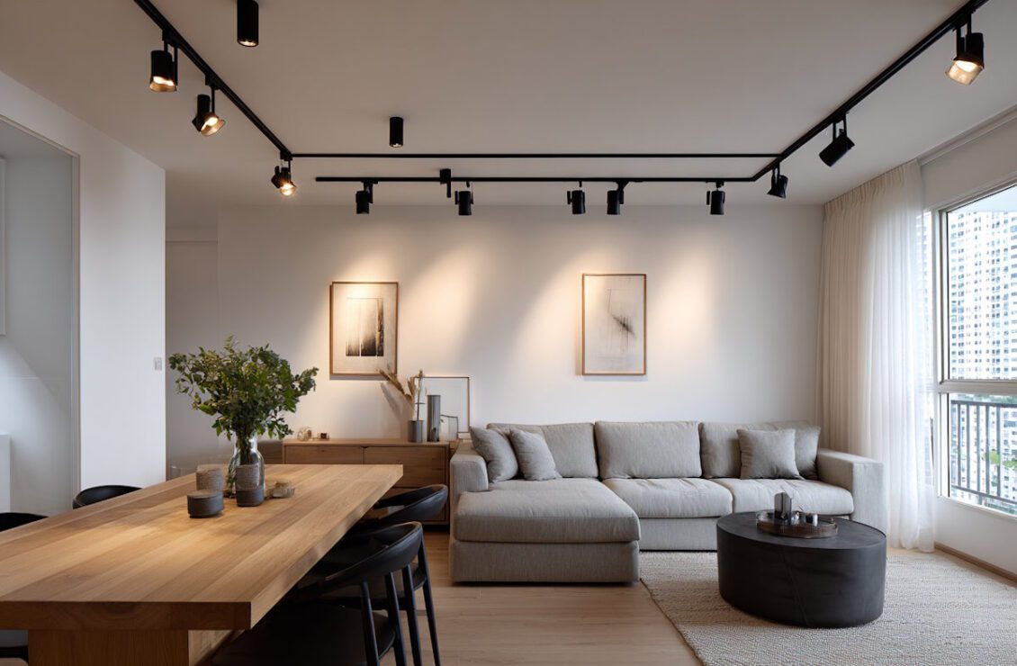 Використання трекових світильників в дизайні вітальні