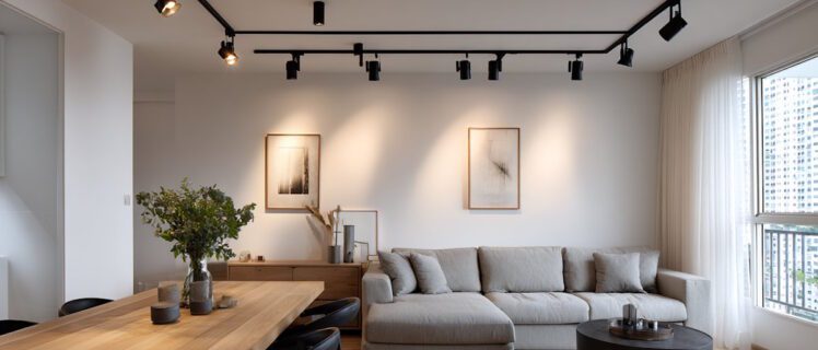 Використання трекових світильників в дизайні вітальні