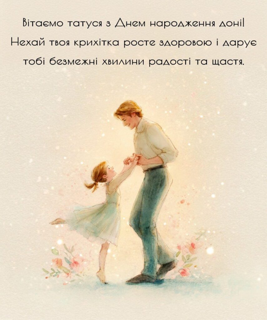 Картинка привітання для тата з Днем народження його доні