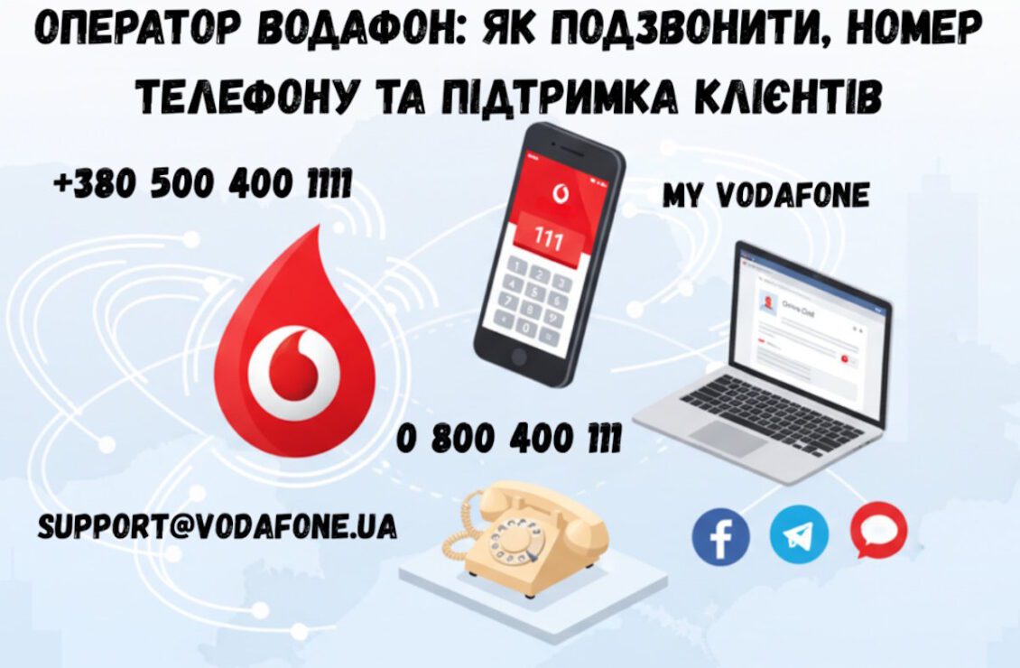Основні контакти служби підтримки Vodafone