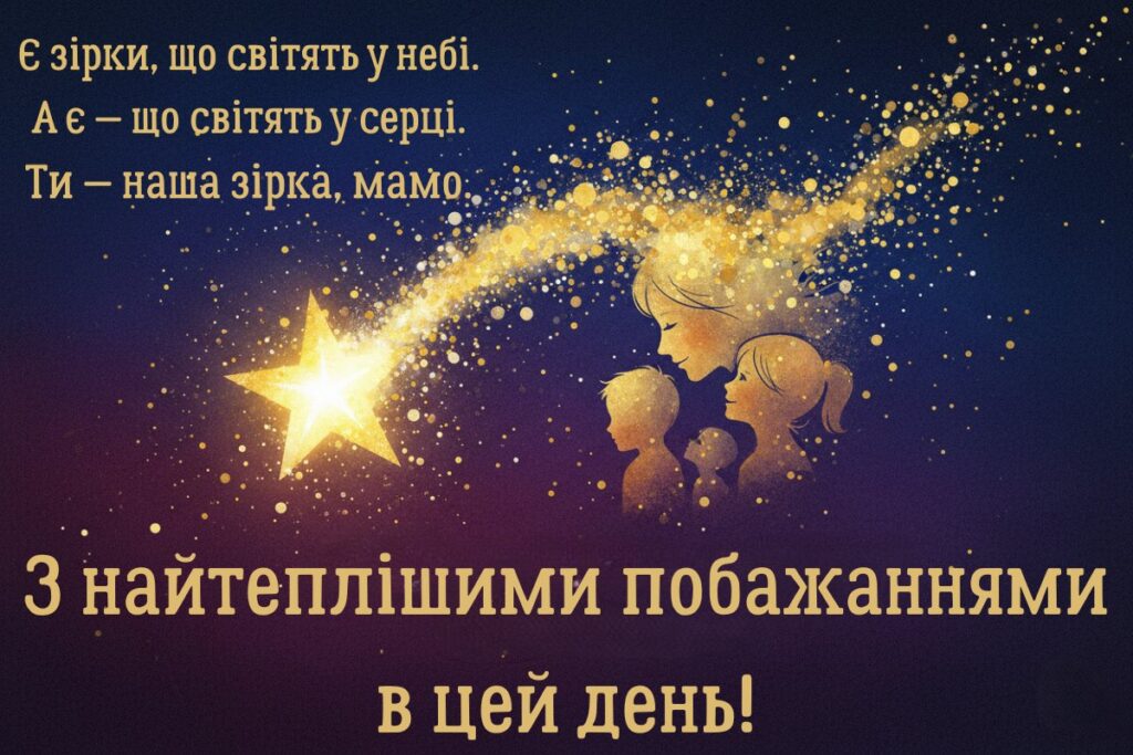 Зворушлива картинка з зіркою й словами любові для мами