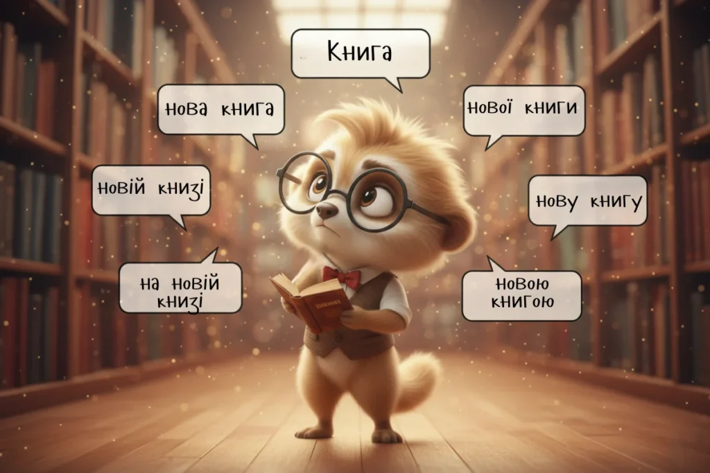 Приклад відмінювання слова “книга” з прикметником