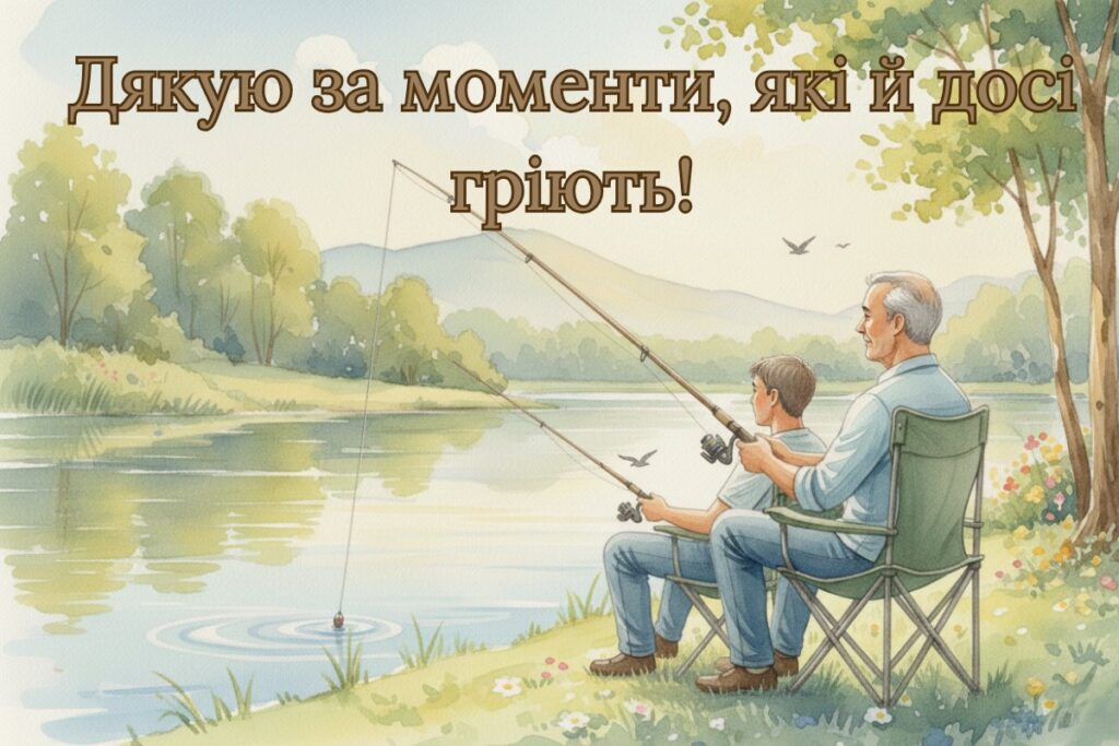 Тато з дитиною на риболовлі біля озера як символ теплих спогадів