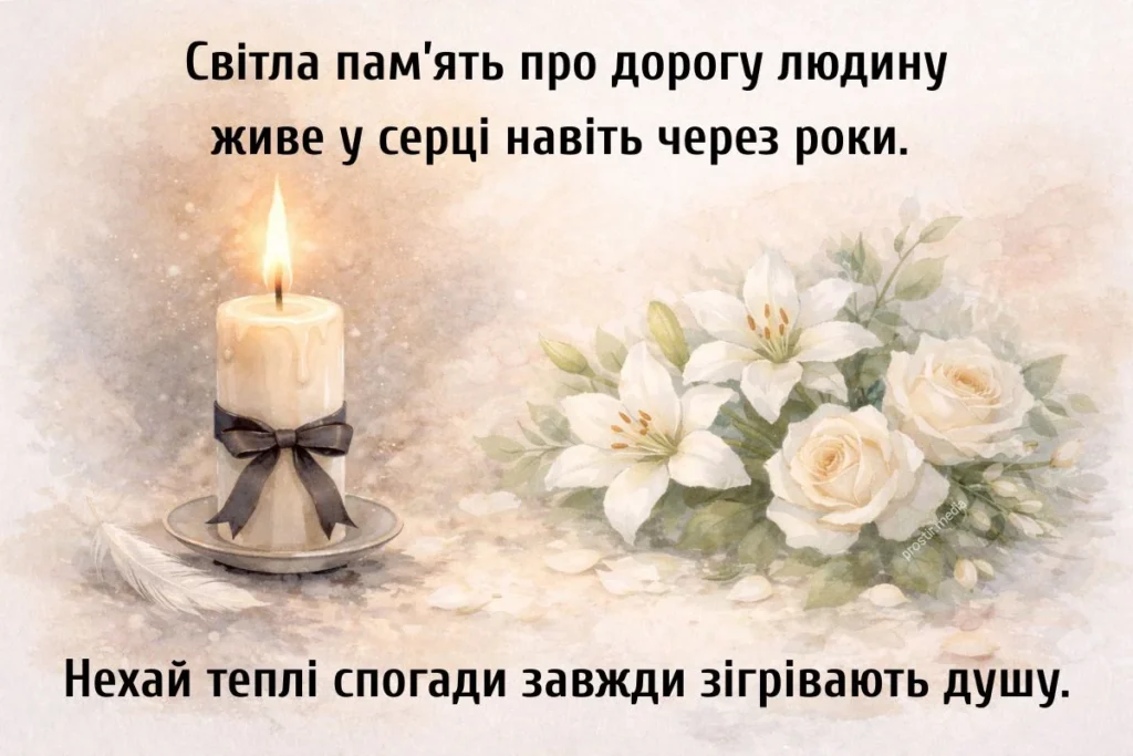 Поминальна свічка та білі квіти