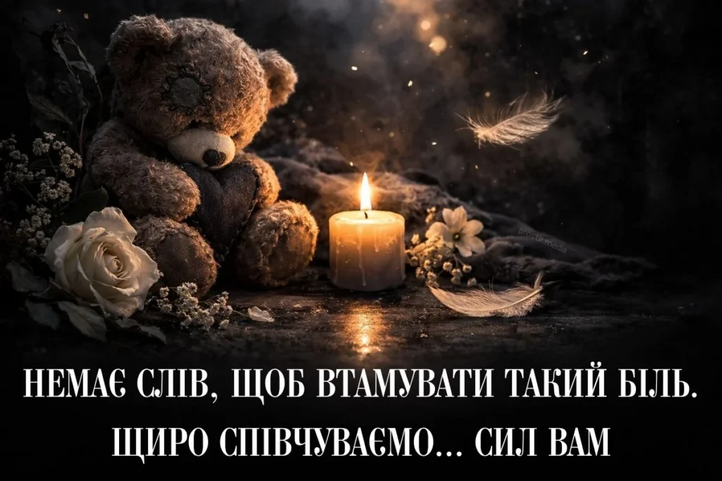 Траурний ведмедик та поминальна свічка