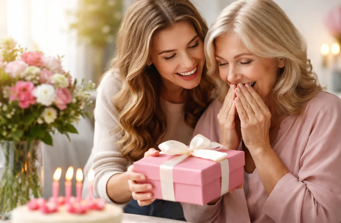 Дочка дарує подарунок своїй мамі