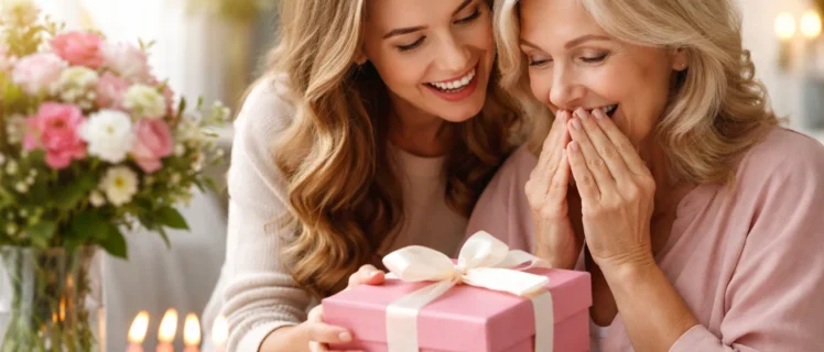 Дочка дарує подарунок своїй мамі