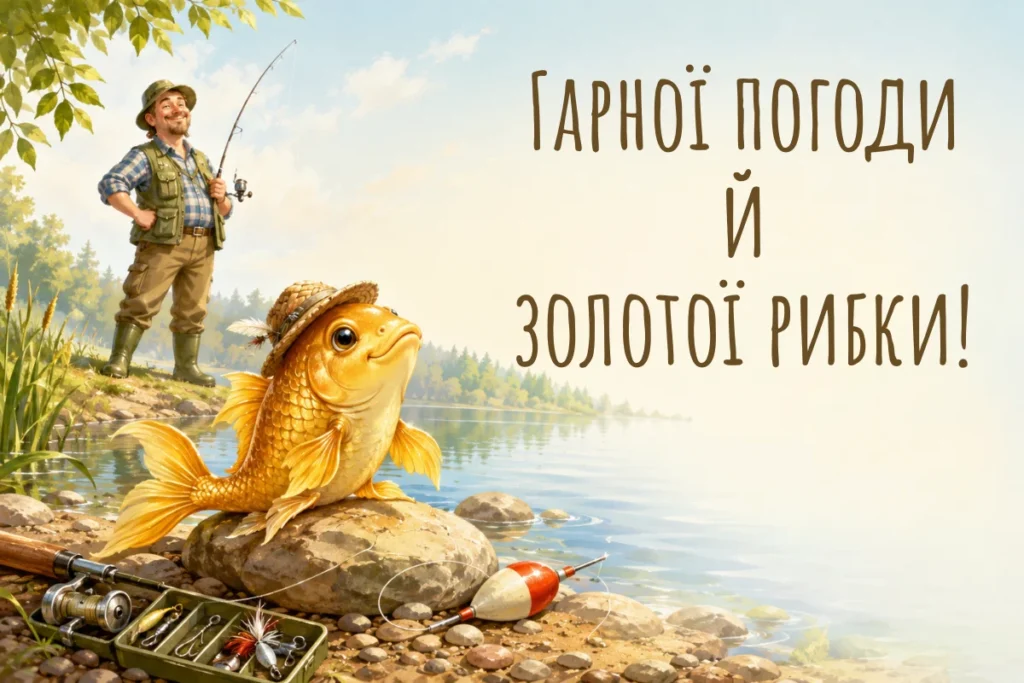 Рибалка і золота рибка з побажанням гарної погоди