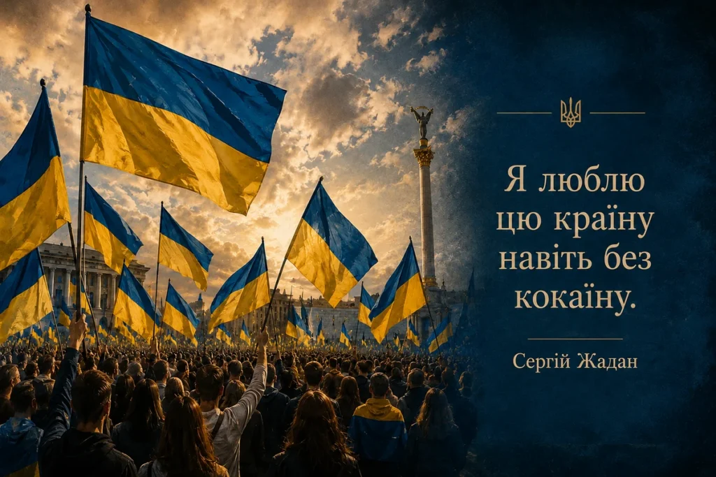 Люди з прапорами України 