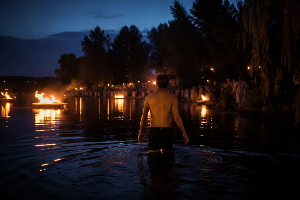 Хлопець заходить у ріку
