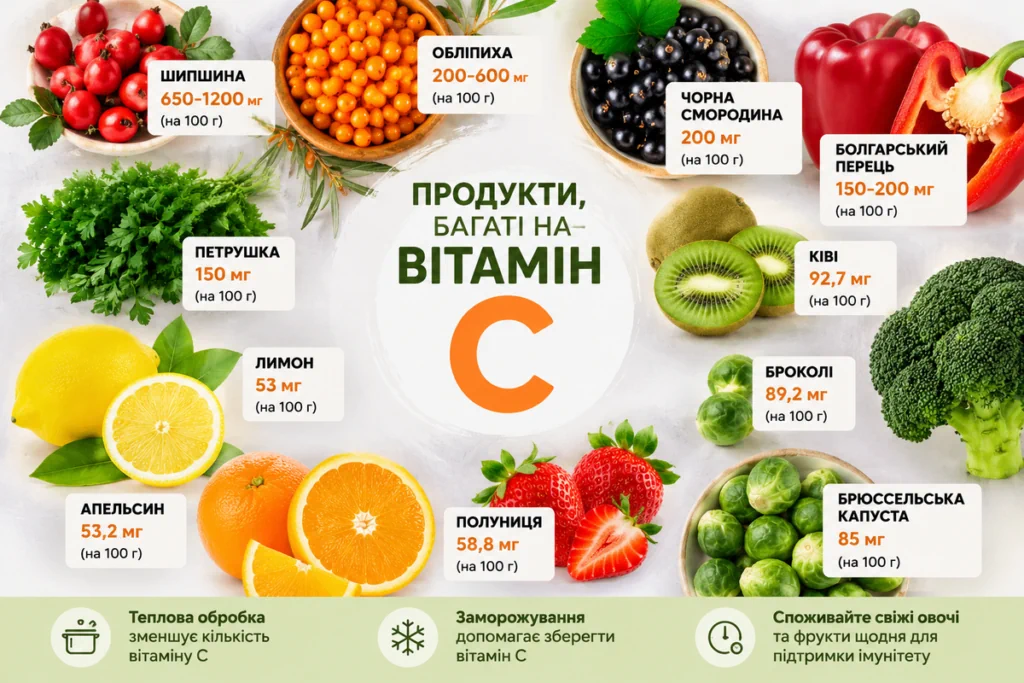 Продукти багаті вітаміном С