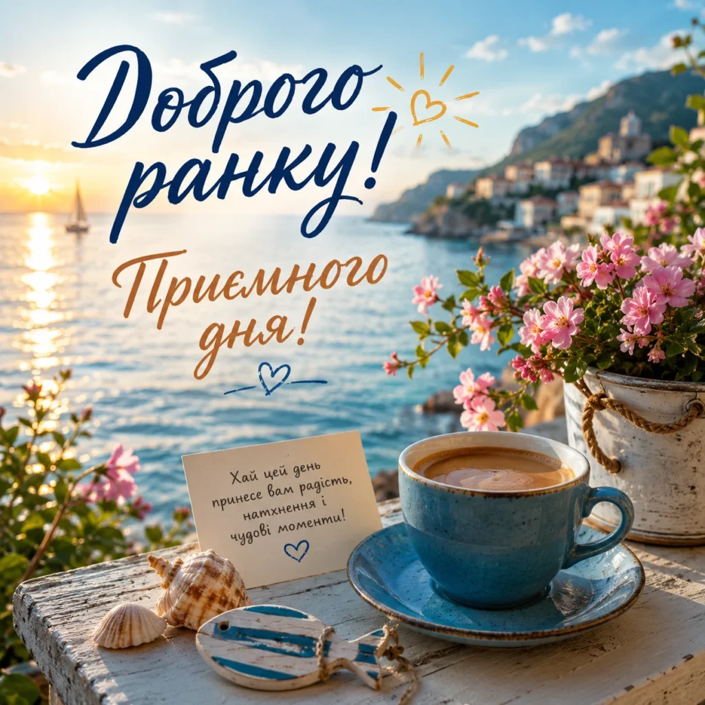 Чашечка кави на фоні моря