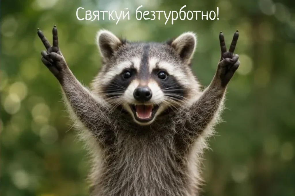 Прикольна листівка з єнотом