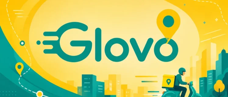 Ілюстрація логотипа Glovo з кур’єром