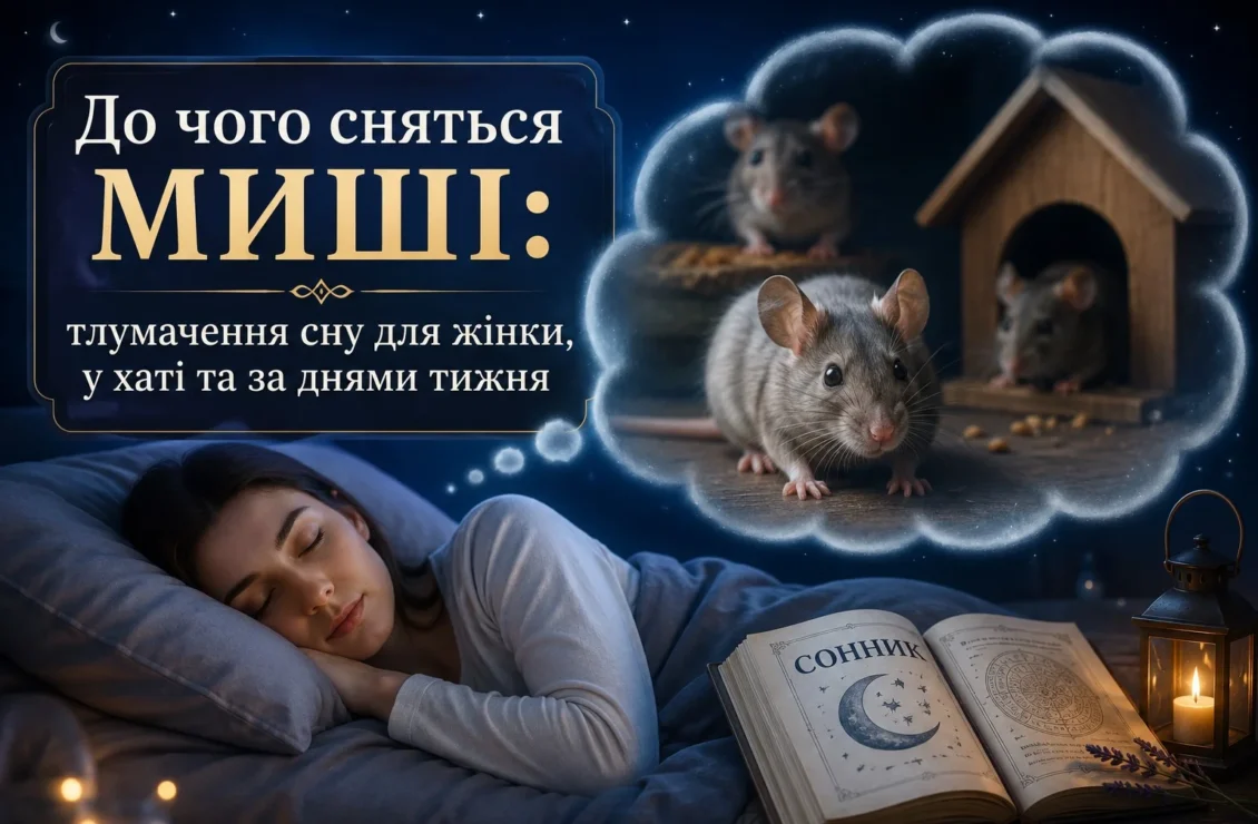 Дівчина спить у ліжку і їх сняться миші