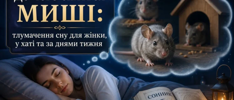 Дівчина спить у ліжку і їх сняться миші