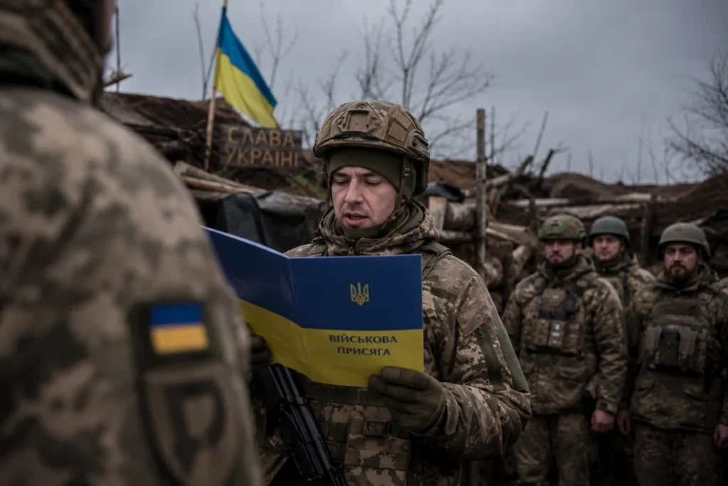 Військовослужбовець складає військову присягу