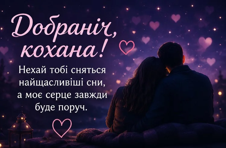 Листівка для коханої із зображенням пари закоханих, що обіймаються