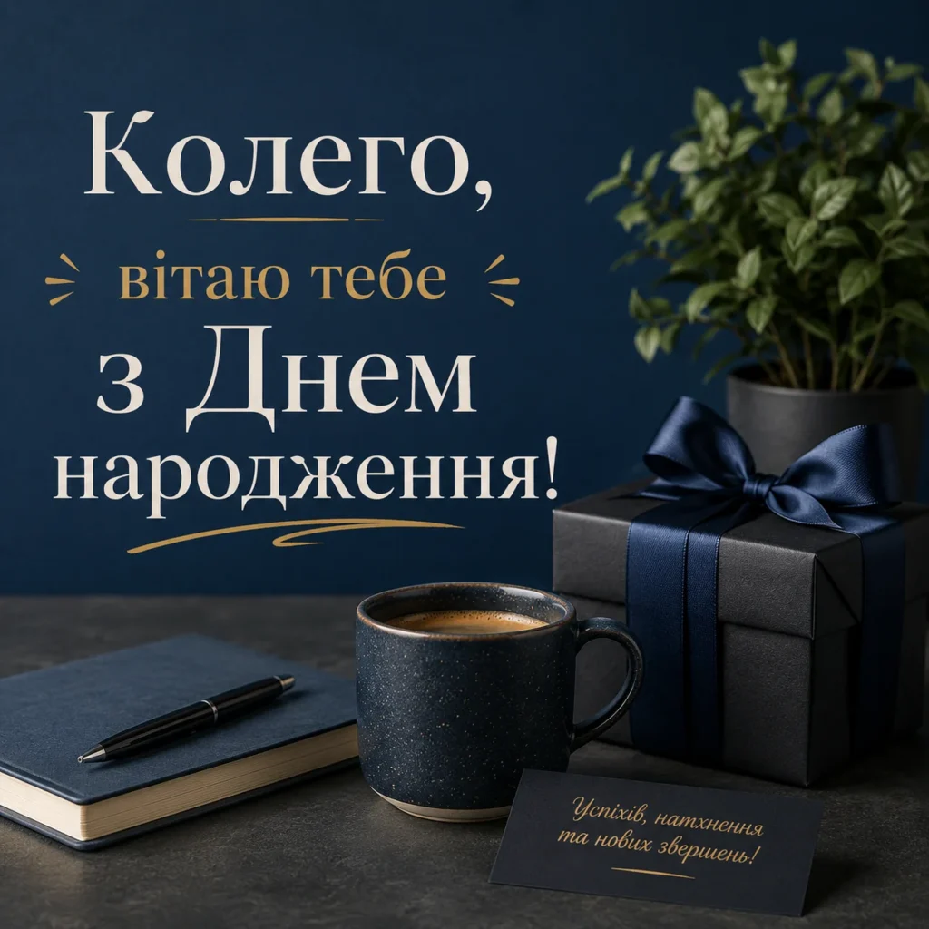Листівка чоловіку-колезі з Днем народження