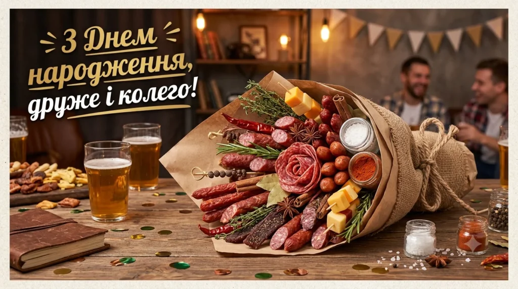 Іменинний букет із ковбасок