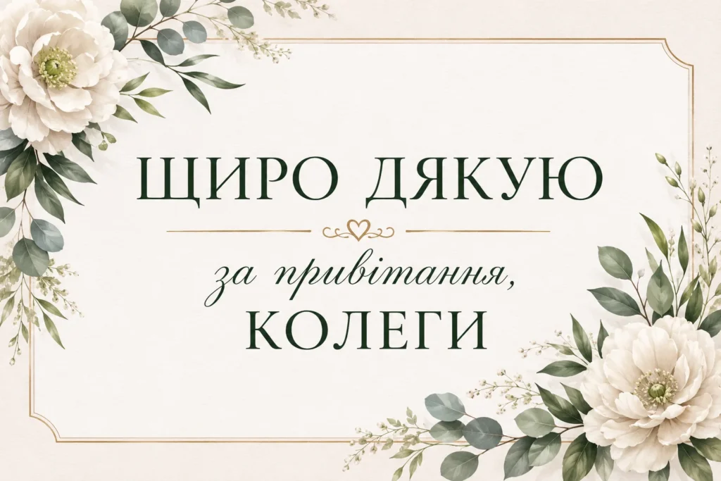 листівка “щиро дякую за привітання, колеги”