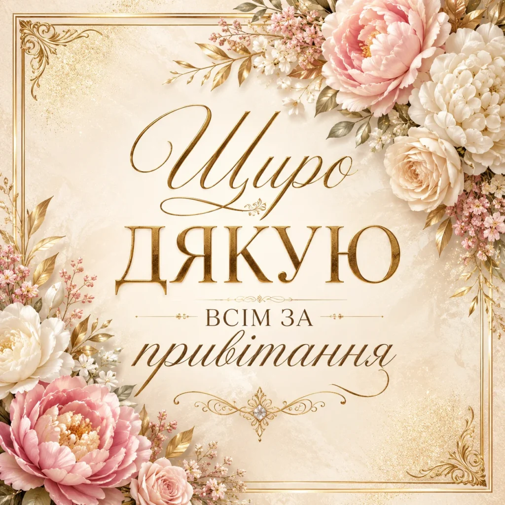 картинка з квітами на написом “щиро дякую всім за привітання”