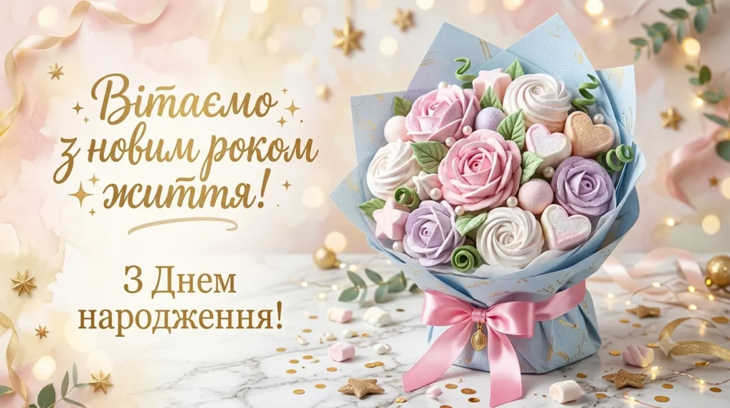 Зефірний букет для іменинниці-колеги