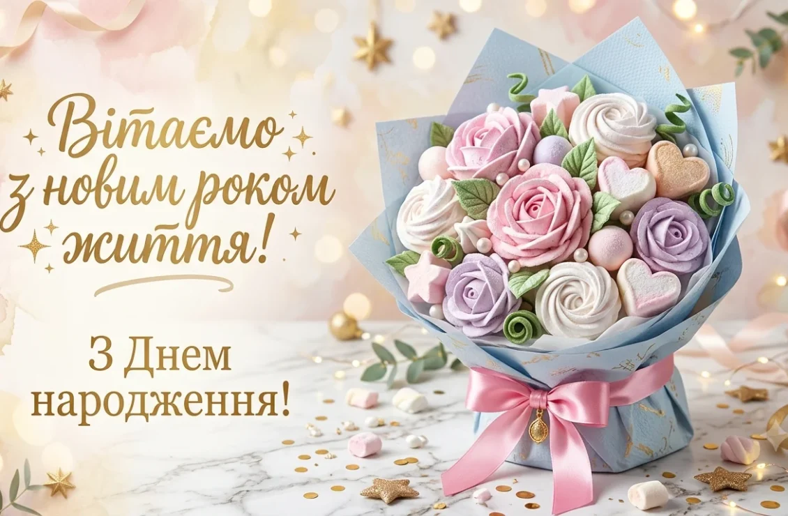 Зефірний букет для іменинниці-колеги